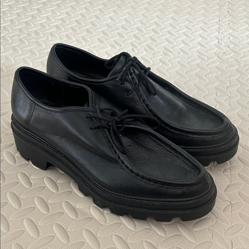 Zara Classic Black Leather Platform Shoes